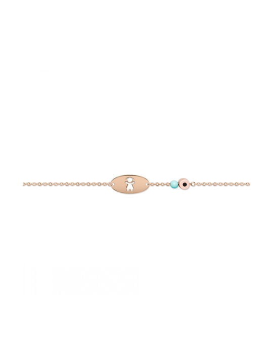 Chrilia Kids Gold Chain Bracelet 14K with Evil Eye for Girl