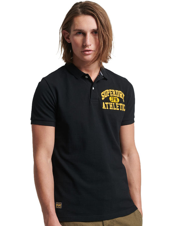 Superdry Ανδρικό T-shirt Κοντομάνικο Polo Μαύρο