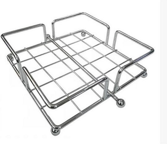 Sidirela Χαρτοπετσετοθήκη Μεταλλική Ασημί 20x20x6.5cm Ε-0853