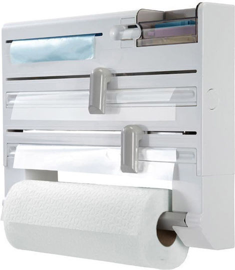 Wall Mounted Plastic Roll Dispenser White 38x6.5x30.5cm AT0000729