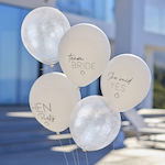 Set of 5 Balloons Latex Silver