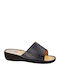 Leather Women's Flat Sandals Anatomic in Navy Blue Color