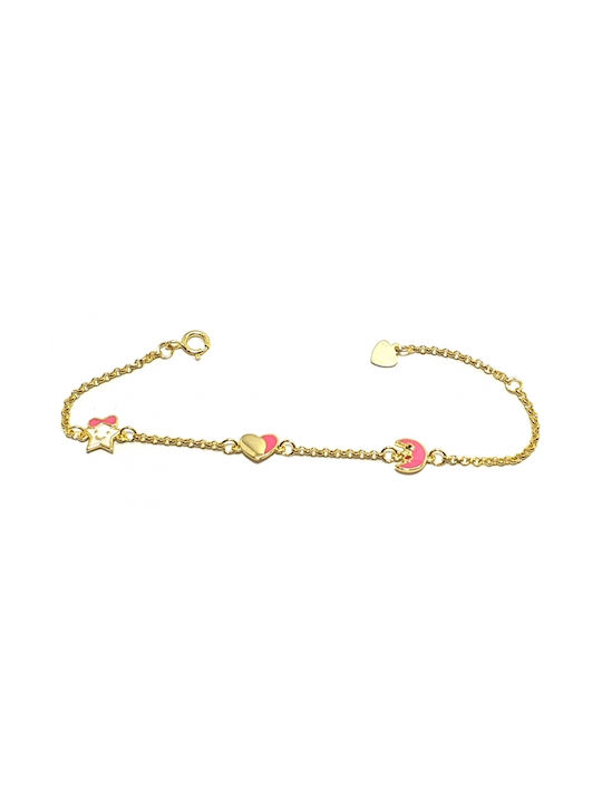 Kids Gold Plated Silver Chain Bracelet with Heart for Girl 88KL