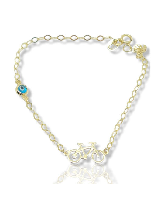 Mentzos Kids Gold Chain Bracelet 9K with Evil Eye for Boy