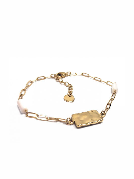 Karma Gifts Bracelet Chain made of Steel Gold Plated with Pearls