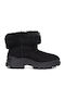 Wildleder Damen Stiefeletten Ankle Boots mit mittlerem Absatz und Pelz Schwarz