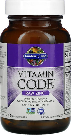 Garden Of Life Vitamin Code Raw Zinc 30mg Cu Vitamina C 60 Capsule Pe Bază De Plante