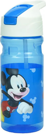 Gim Mickey Kids Water Bottle Mickey Plastic with Straw Blue 500ml