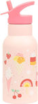 A Little Lovely Company Ice-cream Kinder Trinkflasche Thermos Rostfreier Stahl mit Strohhalm Rosa 350ml