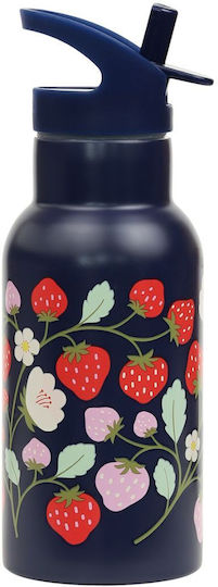 A Little Lovely Company Strawberries Kinderflasche Thermos Rostfreier Stahl mit Strohhalm 350ml