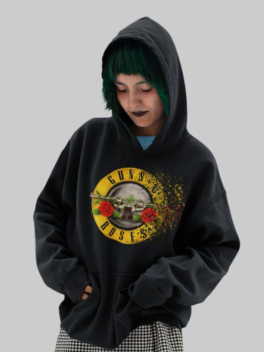 TKT Φούτερ με Κουκούλα Guns N' Roses σε Μαύρο χρώμα