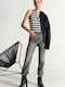 Ale - The Non Usual Casual Women's Summer Blouse Sleeveless Striped Black