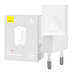 Baseus Charger Without Cable with USB-C Port 30W Whites (GaN5)
