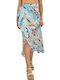 First Woman Maxi Envelope Skirt Floral in Light Blue color