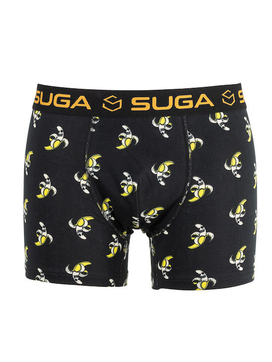 Suga 2903 Men's Boxer Black with Patterns