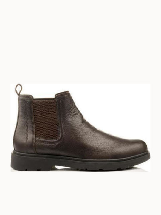 Geox Coffee Spherica Leather Chelsea Boots Anat...