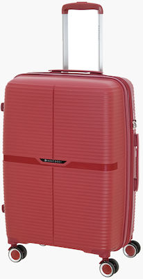 Bartuggi Medium Travel Suitcase Hard Burgundy with 4 Wheels Height 66cm.