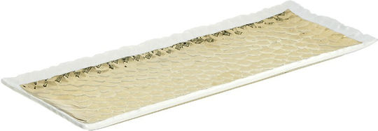 Inart Rectangular Porcelain Decorative Platter Gold 45x16x3cm