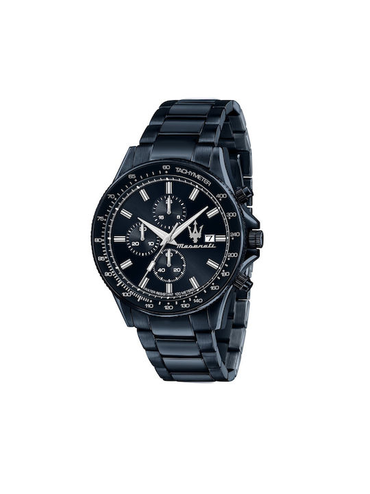Maserati Watch Chronograph Battery with Blue Metal Bracelet