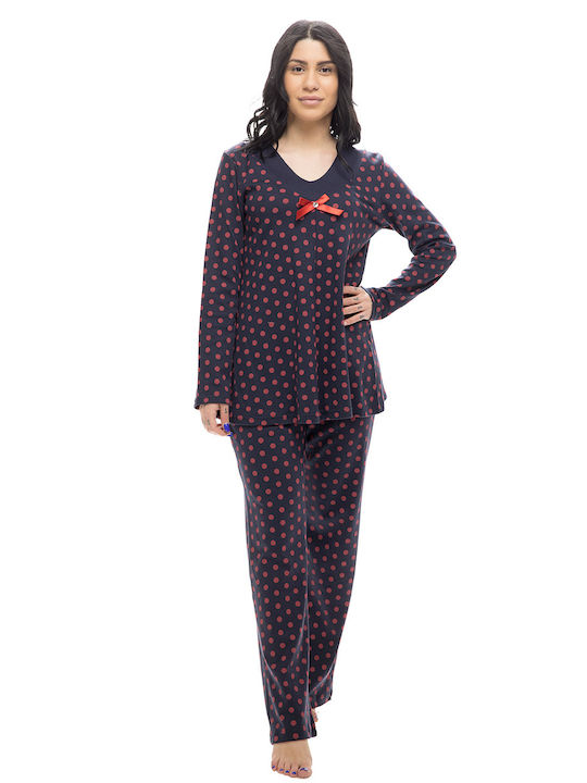 Koyote De iarnă Set Pijamale pentru Femei De bumbac Albastru marin