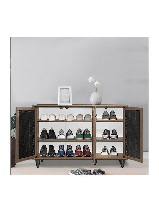 Ronan Wooden Shoe Organizer with 4 Shelves Brown 105x35x66cm