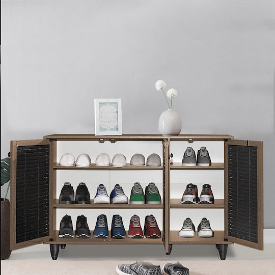 Wooden Ronan Shoe Organizer with 4 Shelves Brown 105x35x66cm 249-000004