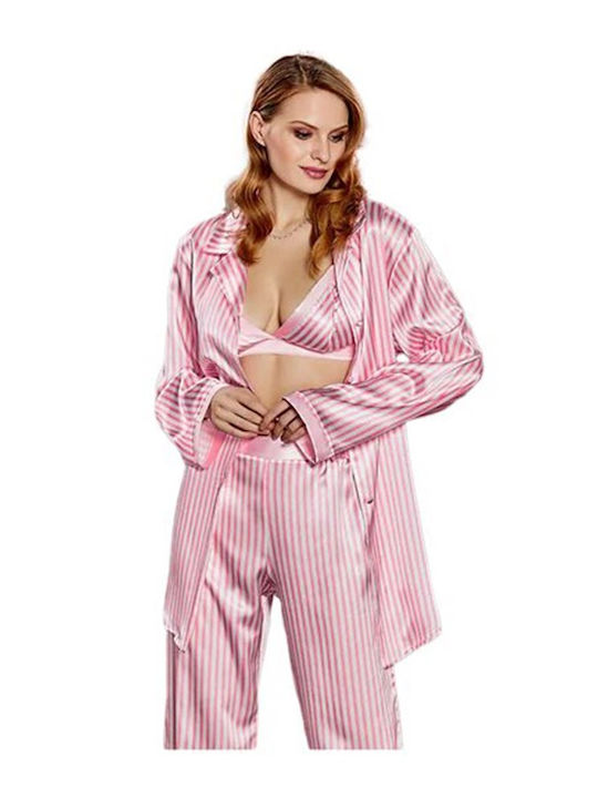 FMS De vară Set Pijamale pentru Femei Satin Roz