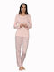 Linclalor Winter Women's Pyjama Set Cotton Pink