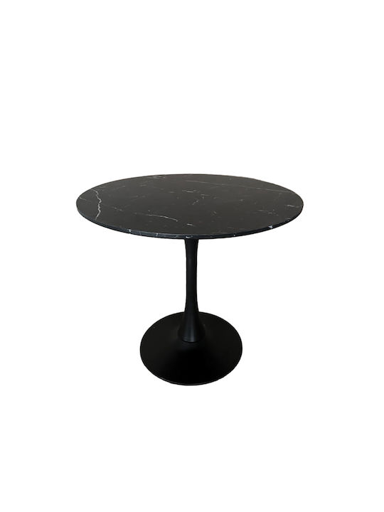 Soltero Table Dining Room Wooden with Metal Frame Black 80x80x75cm