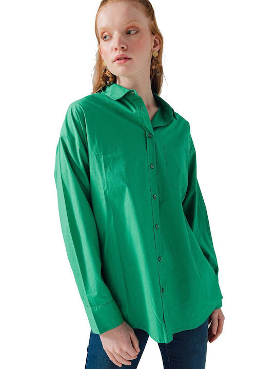 C'est Beau La Vie Women's Long Sleeve Shirt Green