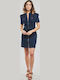 Sommer Mini Damenkleid Denim Blau