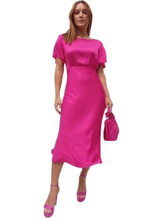 Summer Midi Dress for Wedding Christening Satin Beige