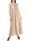Sommer Maxi Abendkleid Beige