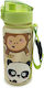 Puckator Adoramals Wild Pop Top Kids Water Bottle Plastic with Straw Green 350ml