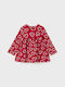 Mayoral Kids Dress Floral Long Sleeve Red