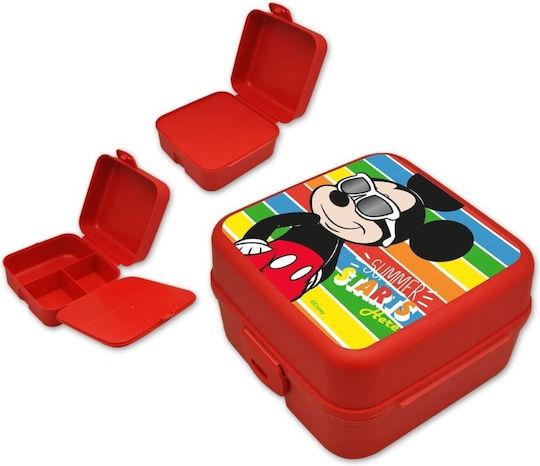 Kids Licensing Mickey Mouse - Summer Πλαστικό Παιδικό Δοχείο Φαγητού Mickey Κόκκινο 13 x 13 x 8εκ.