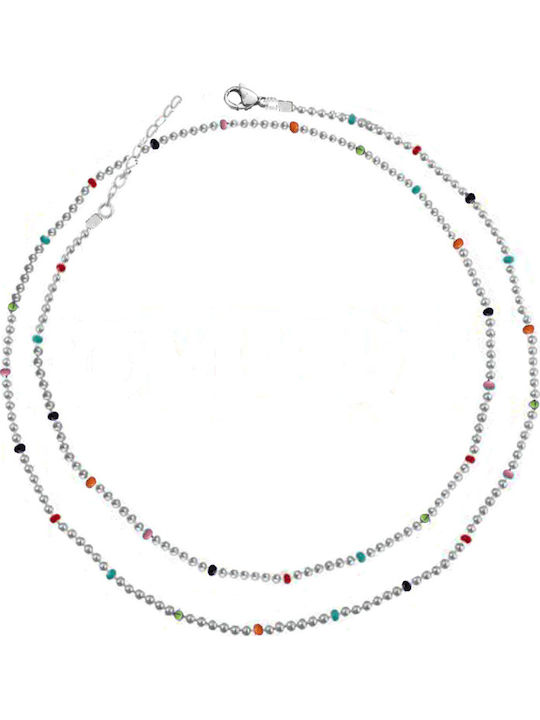 Theodora's Jewellery Αλυσίδα Ποδιού από Ατσάλι Πολύχρωμο