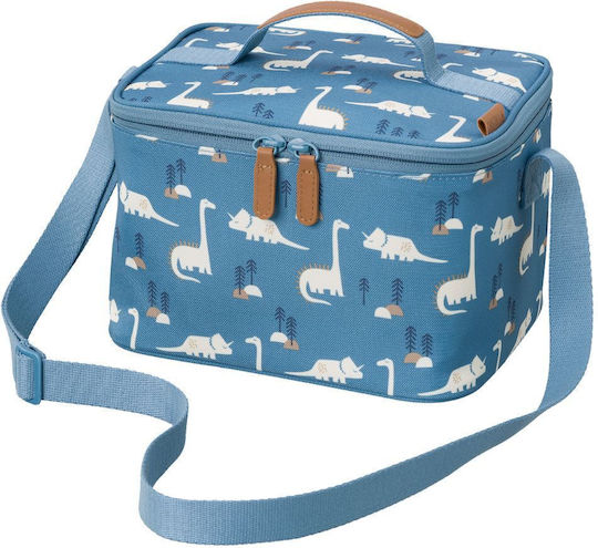 Fresk School Insulated Shoulder Lunch Bag 0.33lt Blue Dinosaurs 18 x 15 x 23cm Dino