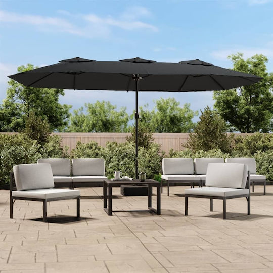 Metallischer Grau Garten- und Terrassen-Sonnenschirm 4,49x2,65xH2,45m