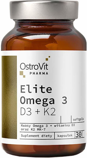 OstroVit Elite Omega 3 D3+K2 Рибено масло 1000мг 30 софтджел