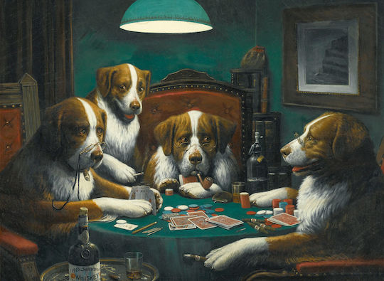 I-gallery Poker Game Coolidge Πίνακας σε Καμβά 70x50cm