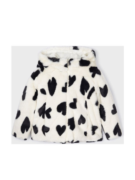 Kids' Fur Short with Hood Ecru