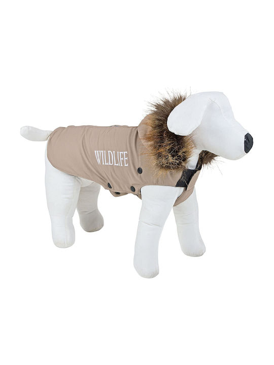 Kerbl Μπουφάν Σκύλου Fleece / Αδιάβροχο με Κουκούλα Καφέ με Μήκος Ράχης 35 εκ.