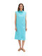 Summer Midi Shirt Dress Light Blue