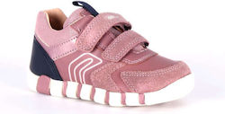 Geox Kids Anatomic High Sneakers for Girls with Hoop & Loop Closure Pink