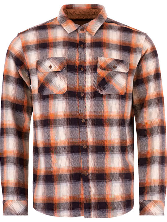 Long-sleeved Flannel Shirt Checked Brown