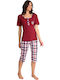 Lydia Creations Summer Women's Pyjama Set Burgundy