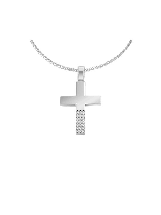 Eforo Women's White Gold Cross 9K