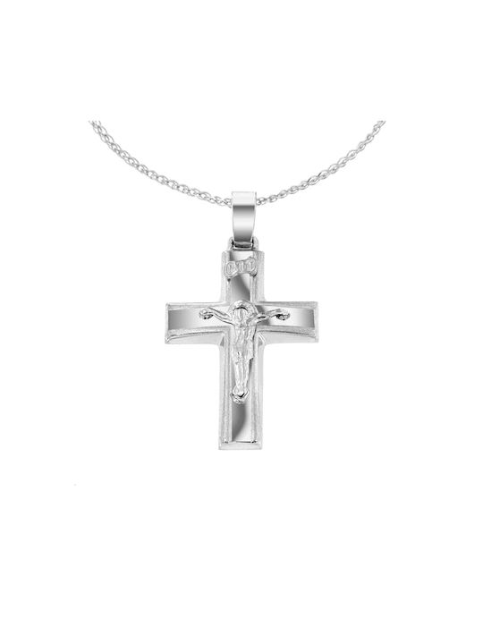 Eforo Men's White Gold Cross 14K with the Crucified