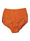 Hochtailliert Damen Slip mit Spitze Orange